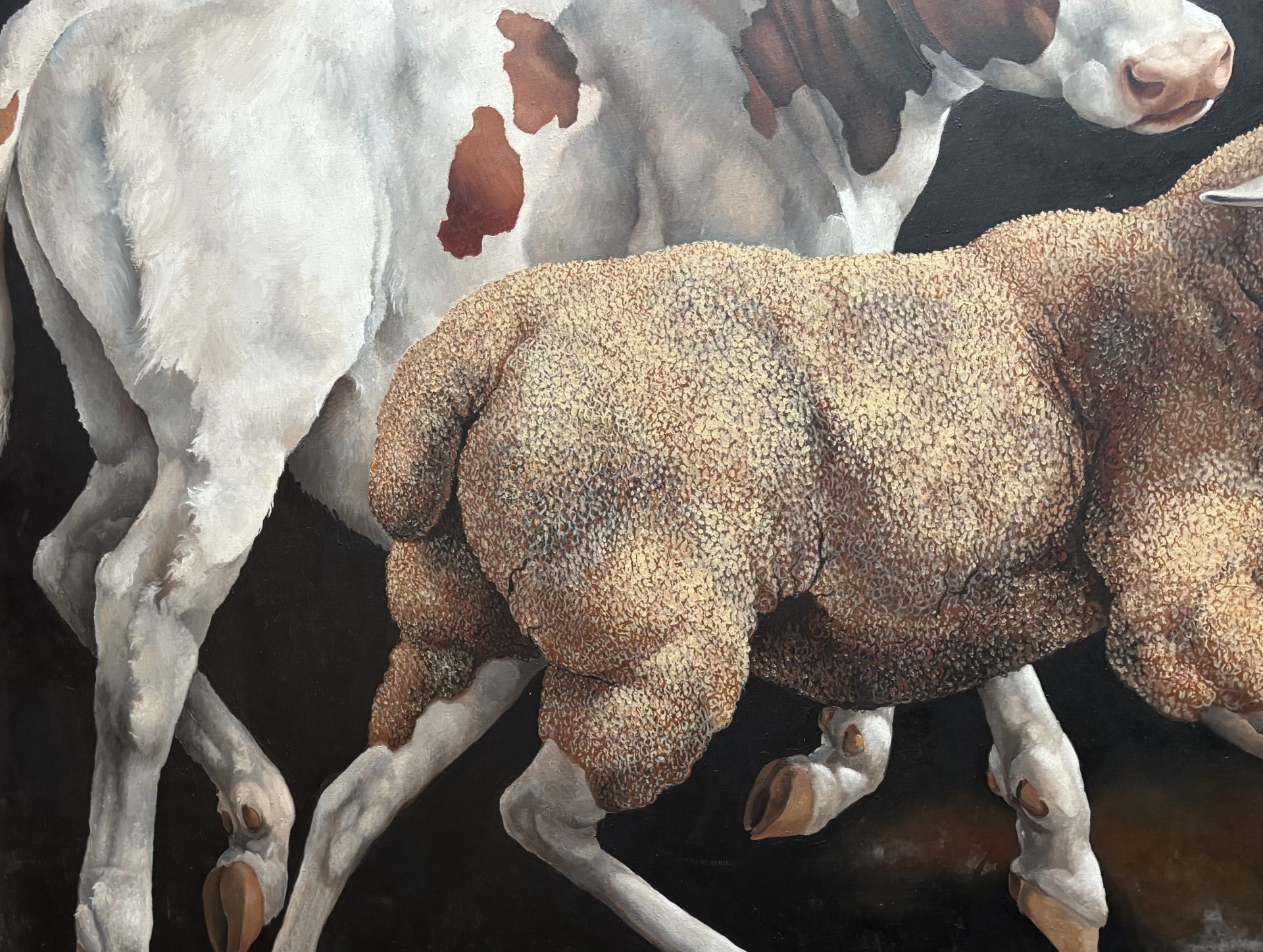 Lindee Climo 1987 lLarge Oil on canvas Titled "A Calf and a Yearling" - Image 12