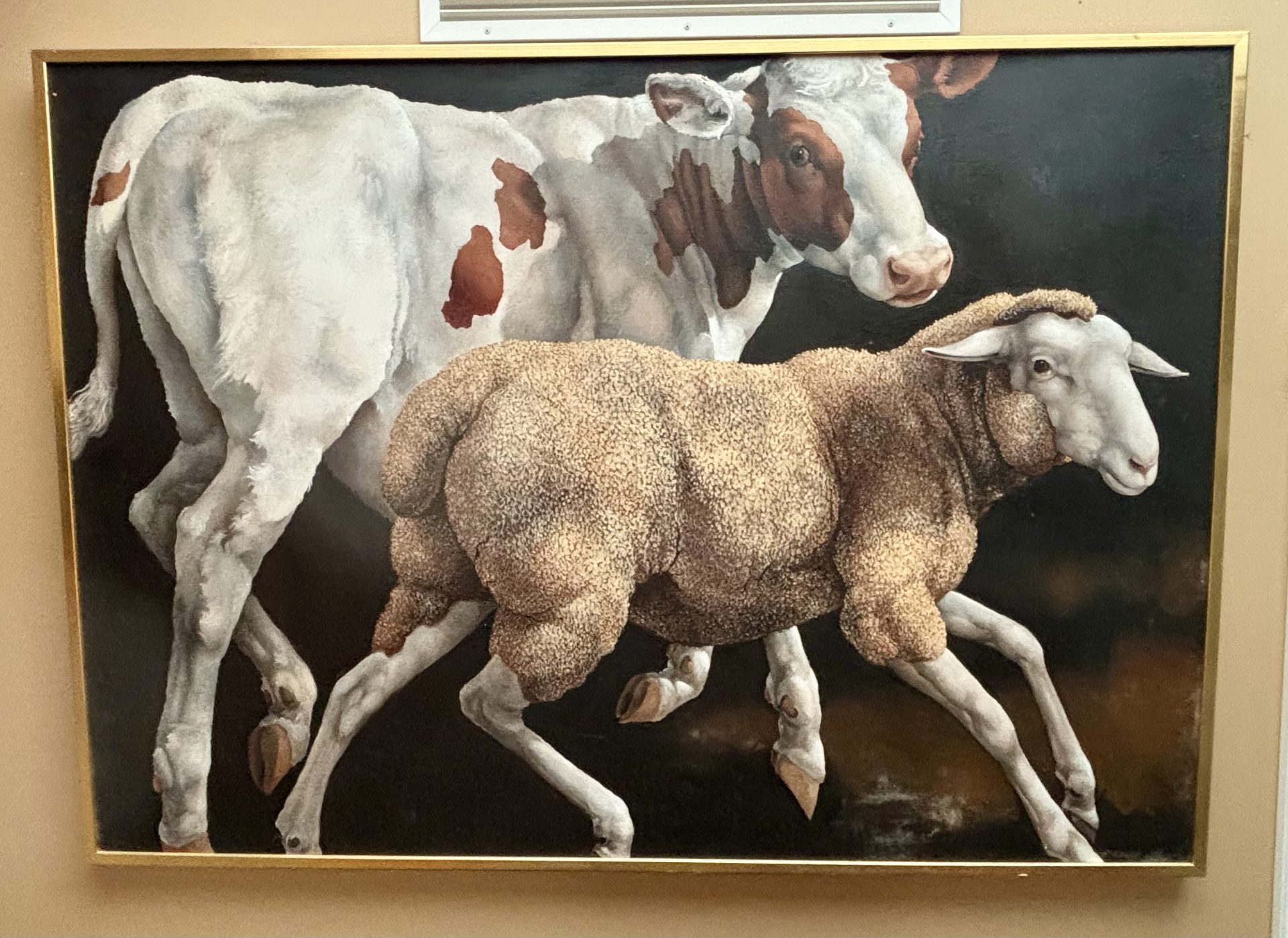 Lindee Climo 1987 lLarge Oil on canvas Titled "A Calf and a Yearling"