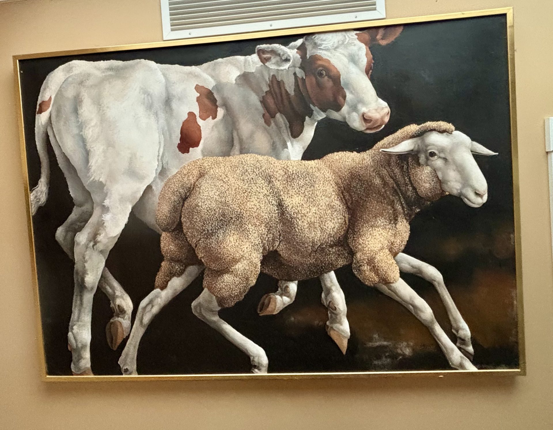 Lindee Climo 1987 lLarge Oil on canvas Titled "A Calf and a Yearling" - Image 5