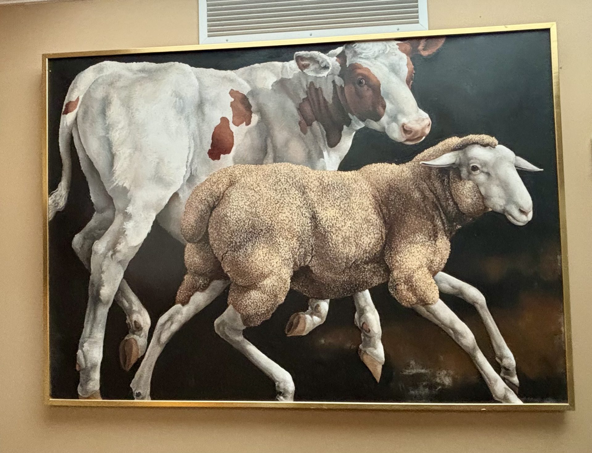 Lindee Climo 1987 lLarge Oil on canvas Titled "A Calf and a Yearling" - Image 4