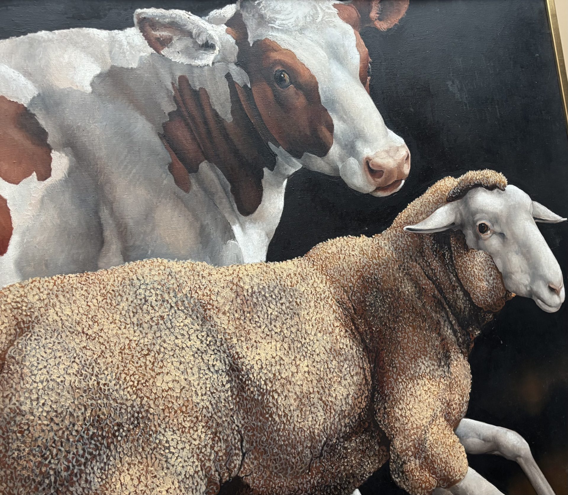 Lindee Climo 1987 lLarge Oil on canvas Titled "A Calf and a Yearling" - Image 2