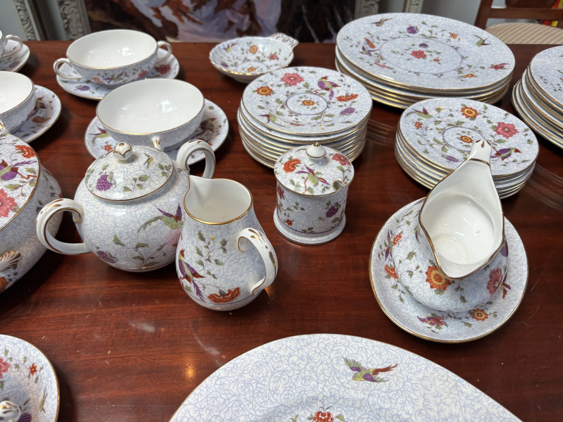 A 130 Piece Set of Crown Staffordshire China "Birds of Paradise" Pattern 1950"s - Image 15