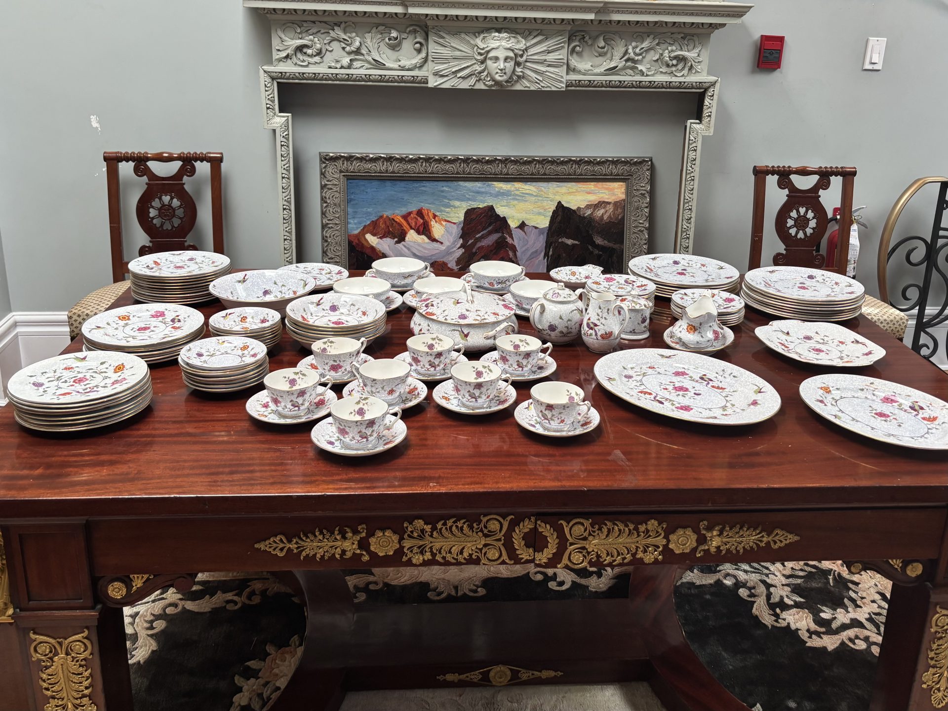 A 130 Piece Set of Crown Staffordshire China "Birds of Paradise" Pattern 1950"s - Image 8