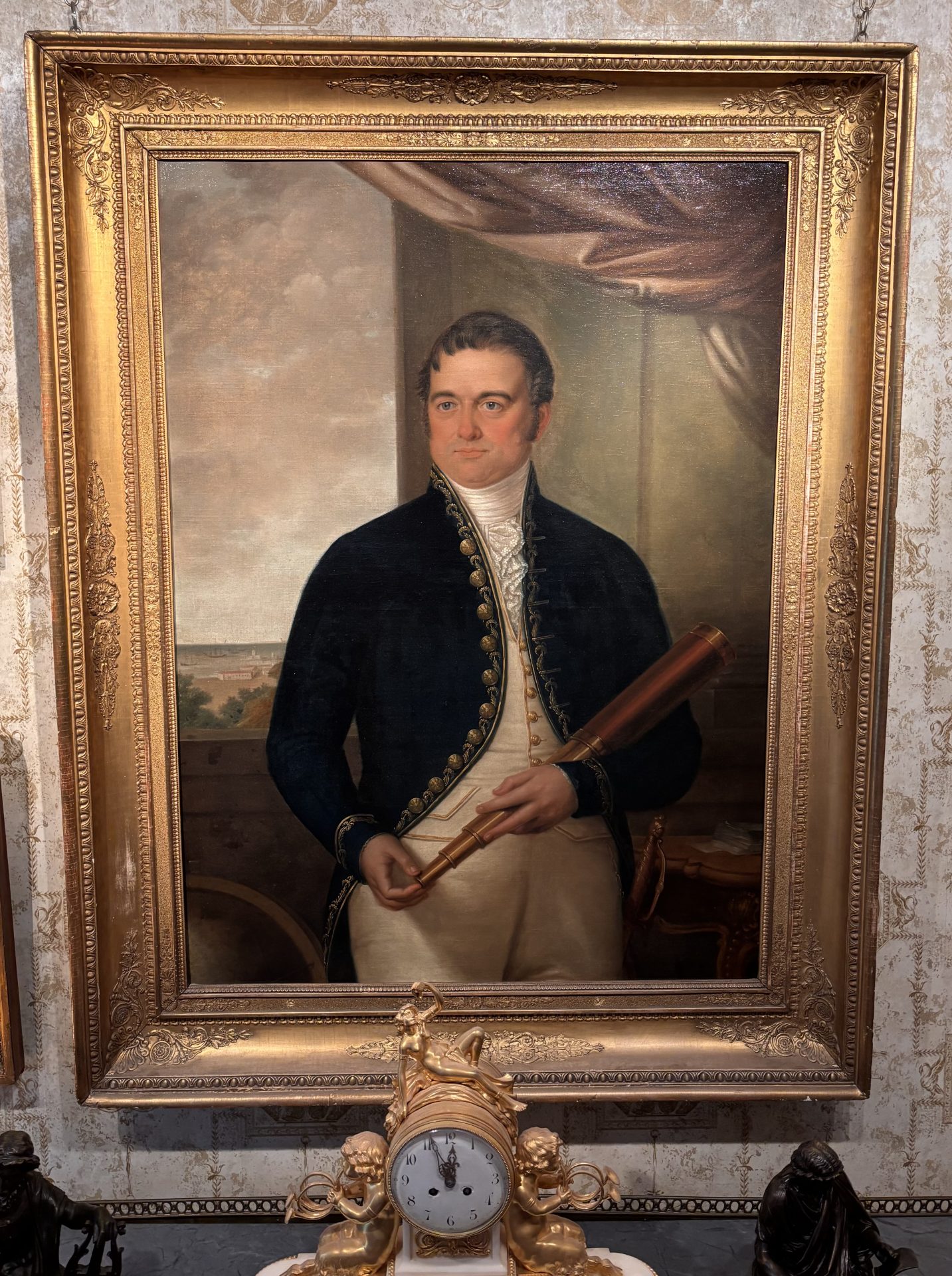 A French Empire three quarter length Portrait of a Naval Officer