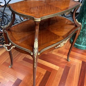 French Louis XV Style Gilt Bronze Inlaid Two Tiered Dessert Table or Etagere